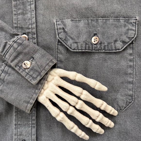 Vintage 70s 80s Key Denim Long Sleeve Button Down Work Shirt USA ~ Size Large - Picture 8 of 9